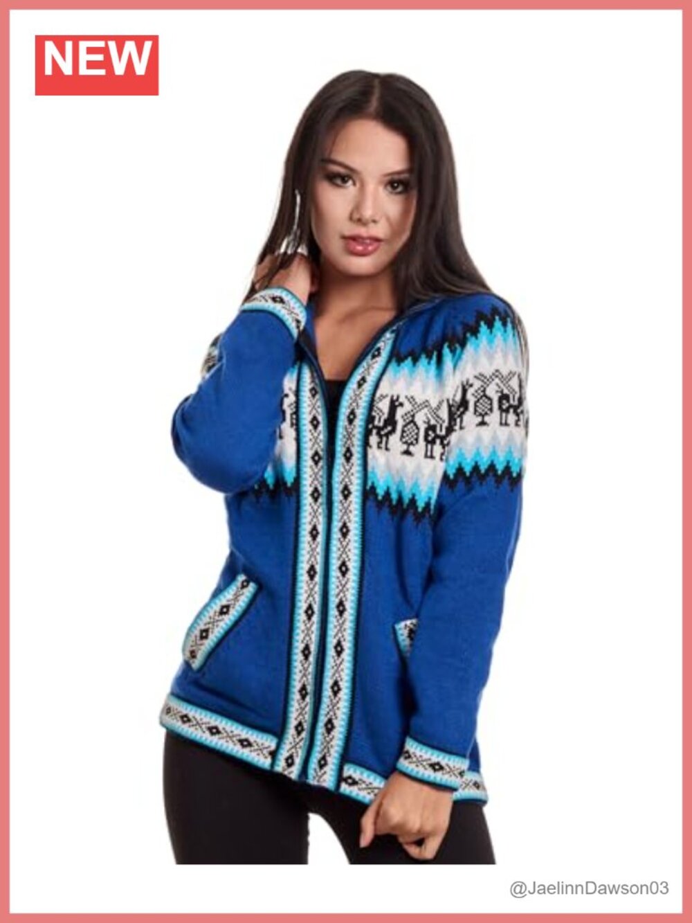 Alpaca Wool Hooded Cardigan Full Zip Up Sweater Andean Design